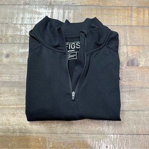 figs salta seamless long sleeve 1/4 zip underscrub top - extra large black